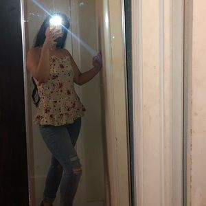 Cream peplum camisole